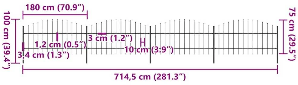 Sodo tvora su iečių viršug., juoda, (0,75-1)x6,8m, plienas