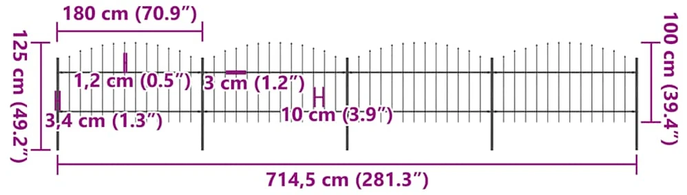 Sodo tvora su iečių viršug., juoda, (1-1,25)x6,8m, plienas
