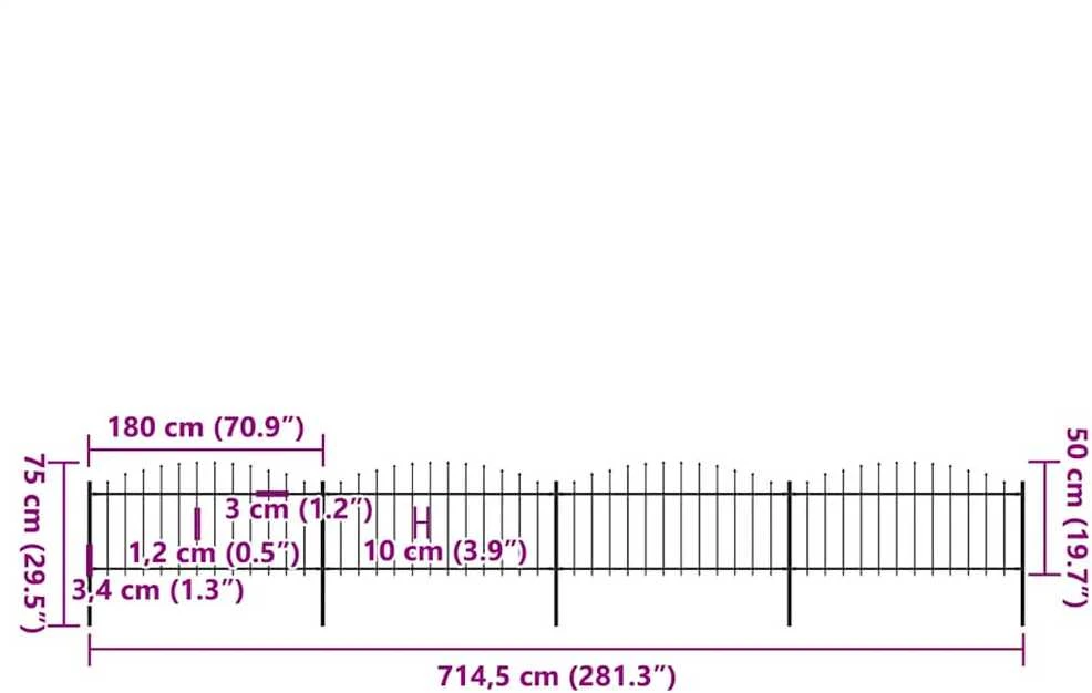 Sodo tvora su iečių viršug., juoda, (0,5-0,75)x6,8m, plienas