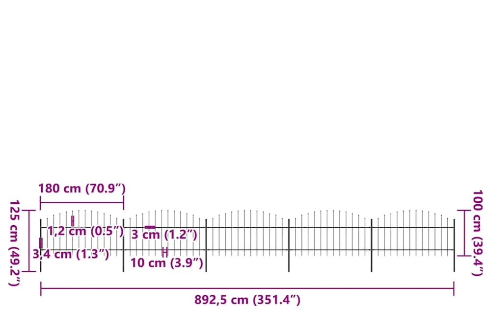 Sodo tvora su iečių viršug., juoda, (1-1,25)x8,5m, plienas