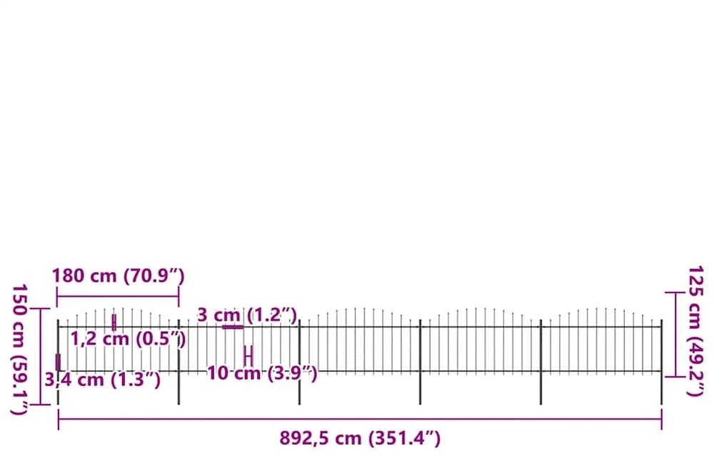 Sodo tvora su iečių viršug., juoda, (1,25-1,5)x8,5m, plienas