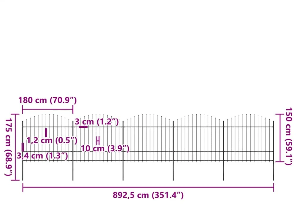 Sodo tvora su iečių viršug., juoda, (1,5-1,75)x8,5m, plienas