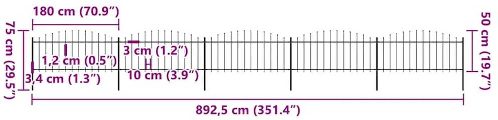 Sodo tvora su iečių viršug., juoda, (0,5-0,75)x8,5m, plienas