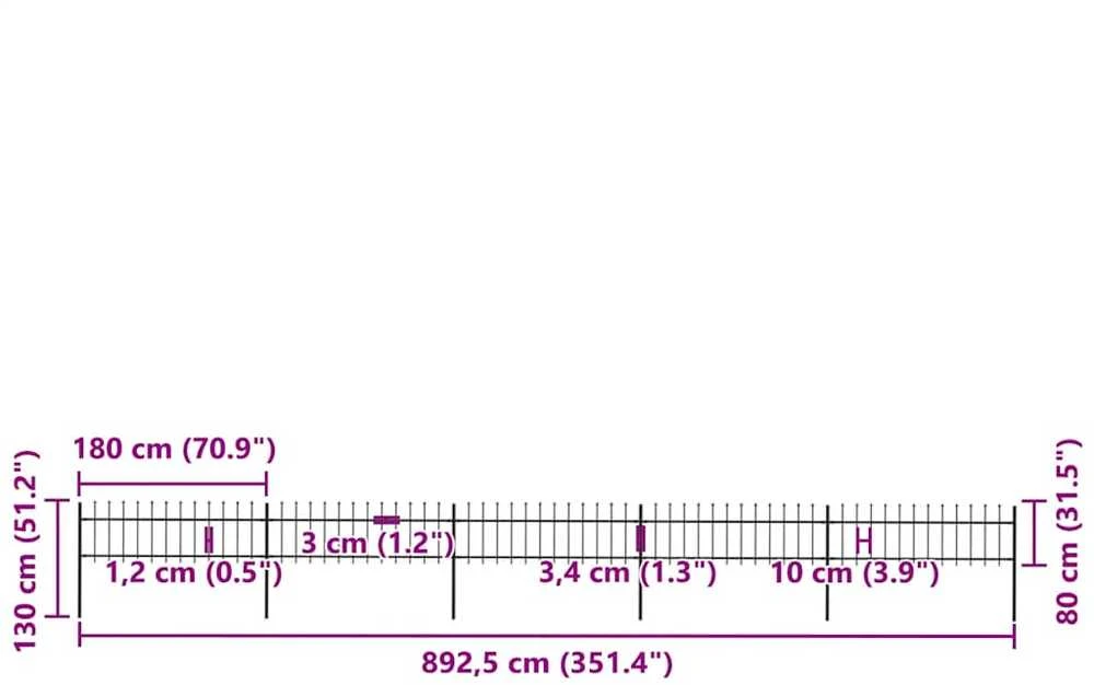 Sodo tvora su iečių viršugal., juoda, 8,5x0,8m, plienas