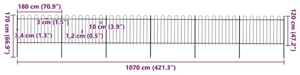 Sodo tvora su apvaliais viršug., juoda, 10,2x1,2 m, plienas