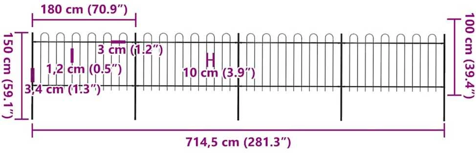 Sodo tvora su apvaliais viršugaliais, juoda, 6,8x1 m, plienas