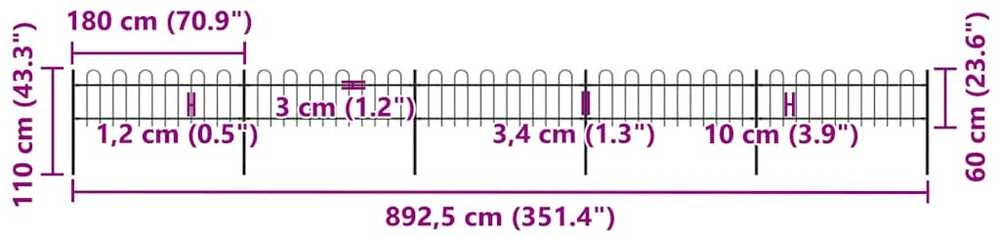 Sodo tvora su apvaliais viršugaliais, juoda, 8,5x0,6 m, plienas