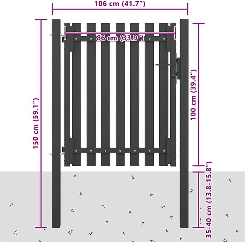 Sodo vartai, antracito spalvos, 1x1,5m, plienas