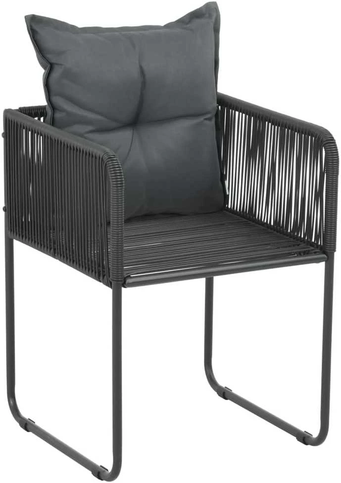 Lauko baldų komplektas Sodo valgomojo komplektas, 3 dalių, juodas, PVC ratanas