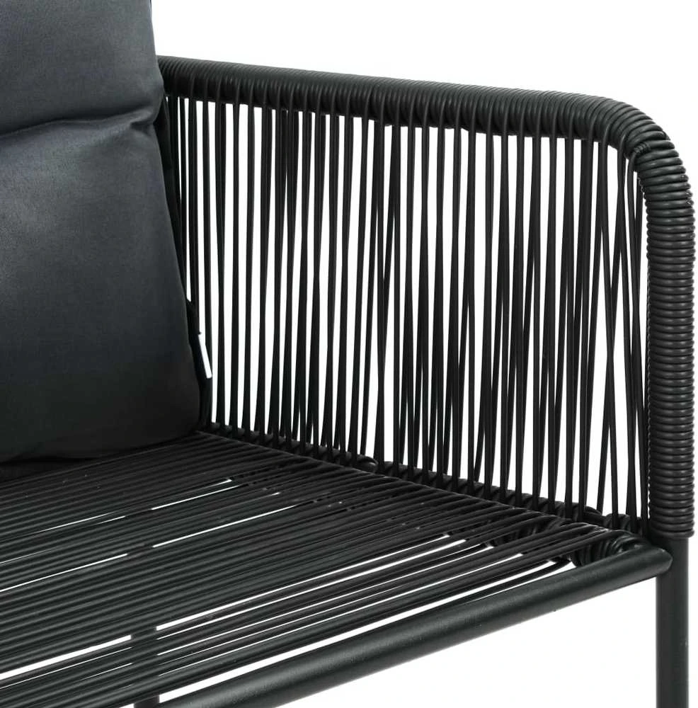 Lauko baldų komplektas Sodo valgomojo komplektas, 3 dalių, juodas, PVC ratanas