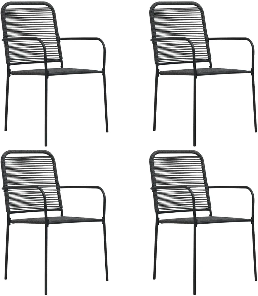 Lauko baldų komplektas Sodo valgomojo komplektas, 5 dalių, juodas, stiklas ir plienas