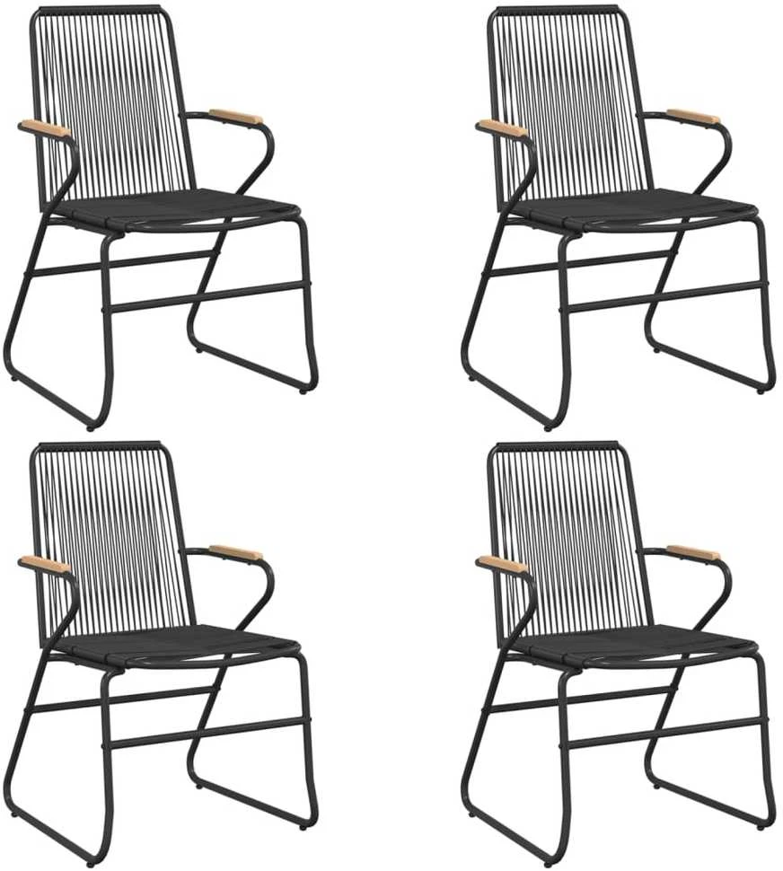 Lauko baldų komplektas Sodo valgomojo komplektas, 5 dalių, juodas, PVC ratanas