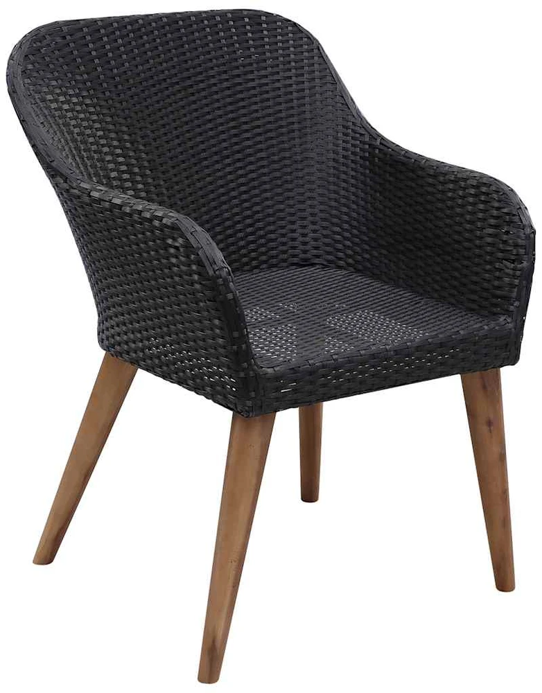Lauko baldų komplektas Sodo valgomojo komplektas, 5 dalių, juodas (147876+2x44153)