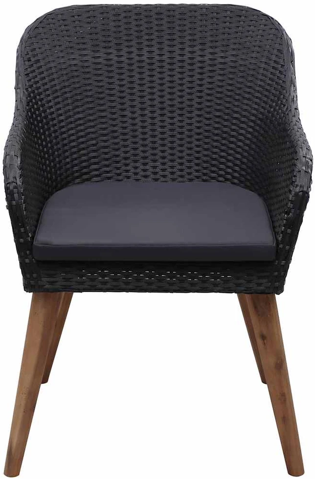 Lauko baldų komplektas Sodo valgomojo komplektas, 5 dalių, juodas (147876+2x44153)