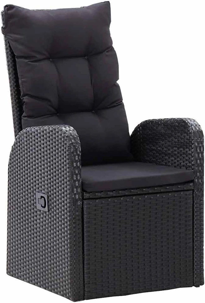 Lauko baldų komplektas Sodo valgomojo komplektas, 7 dalių, juodas (147877+3x46065)