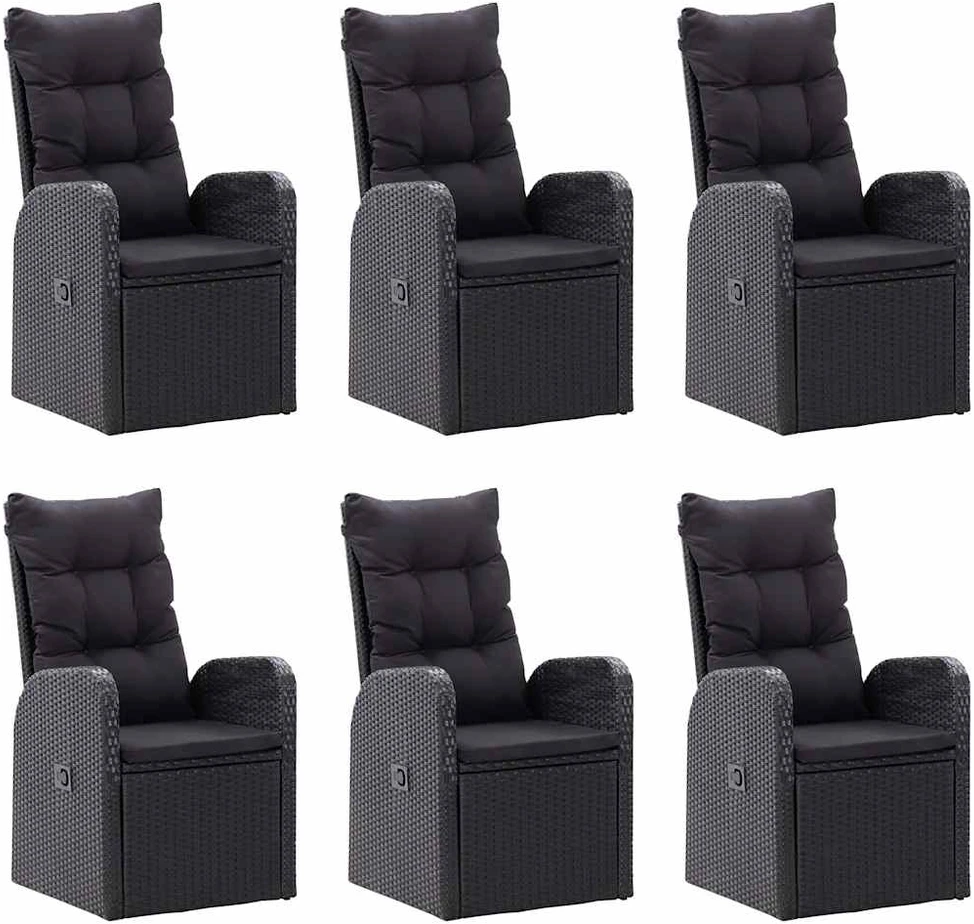 Lauko baldų komplektas Sodo valgomojo komplektas, 7 dalių, juodas (147877+3x46065)