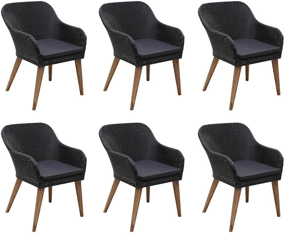 Sodo valgomojo komplektas, 7 dalių, juodas (147876+3x44153)