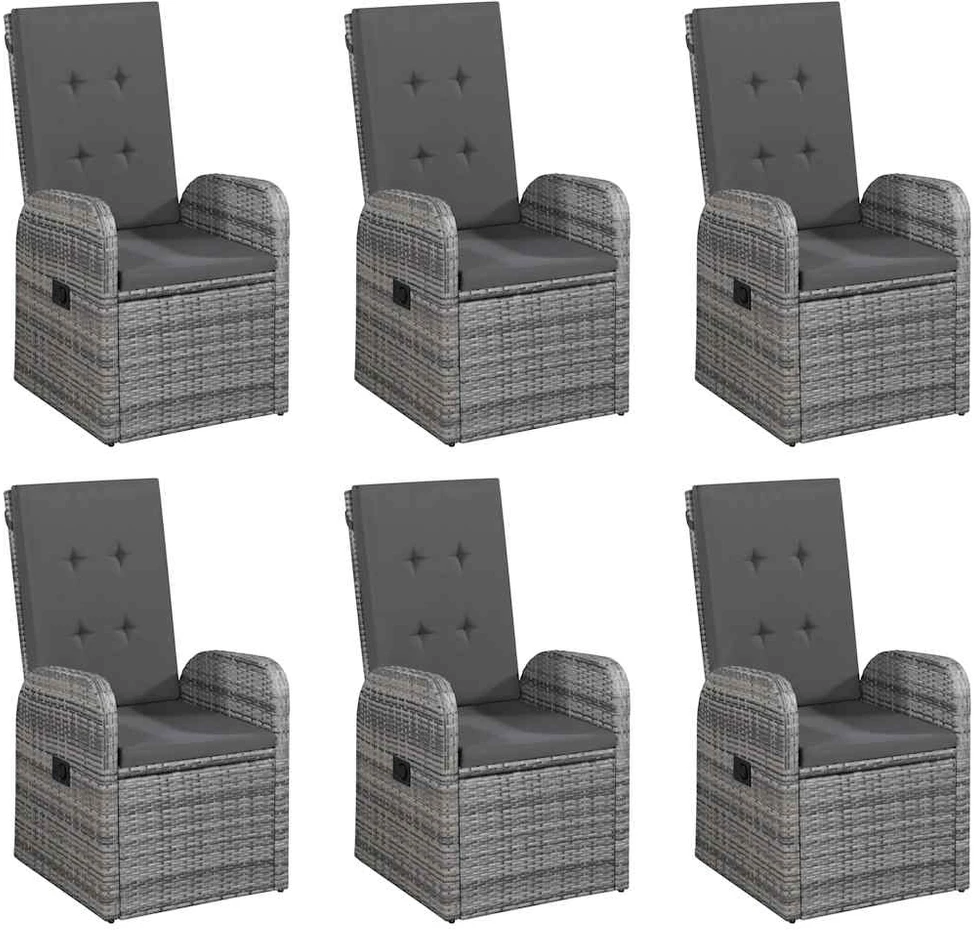 Lauko baldų komplektas Sodo valgomojo komplektas, 7 dalių, pilkas (147877+3x47676)