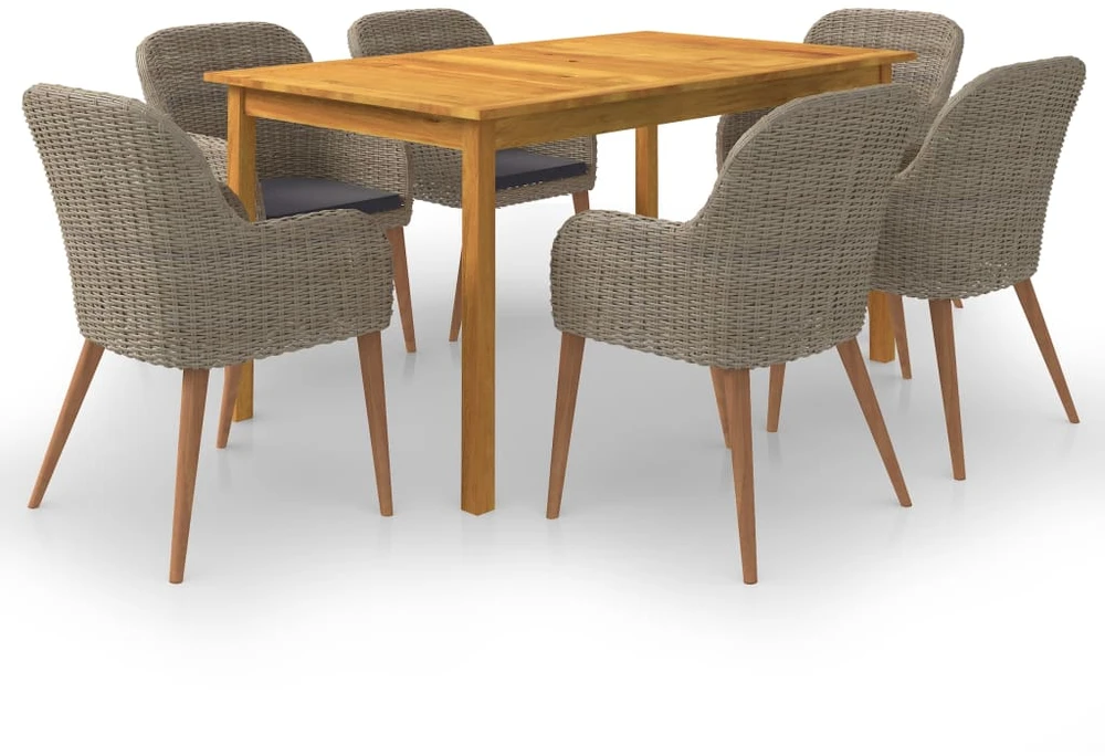 Lauko baldų komplektas Sodo valgomojo komplektas, 7 dalių, rudas (147876+3x44156)