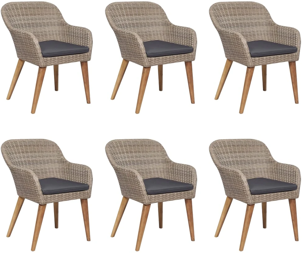 Lauko baldų komplektas Sodo valgomojo komplektas, 7 dalių, rudas (147876+3x44156)