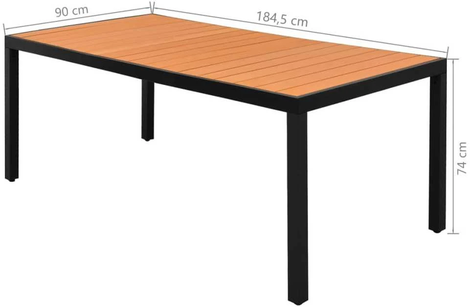 Lauko baldų komplektas Sodo valgomojo komplektas, 9 dalių, juodas/rudas, PVC ratanas