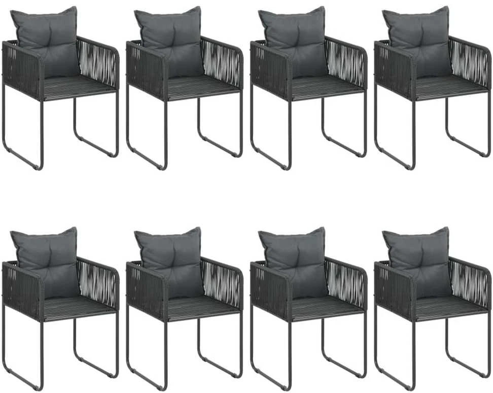 Lauko baldų komplektas Sodo valgomojo komplektas, 9 dalių, juodas/rudas, PVC ratanas