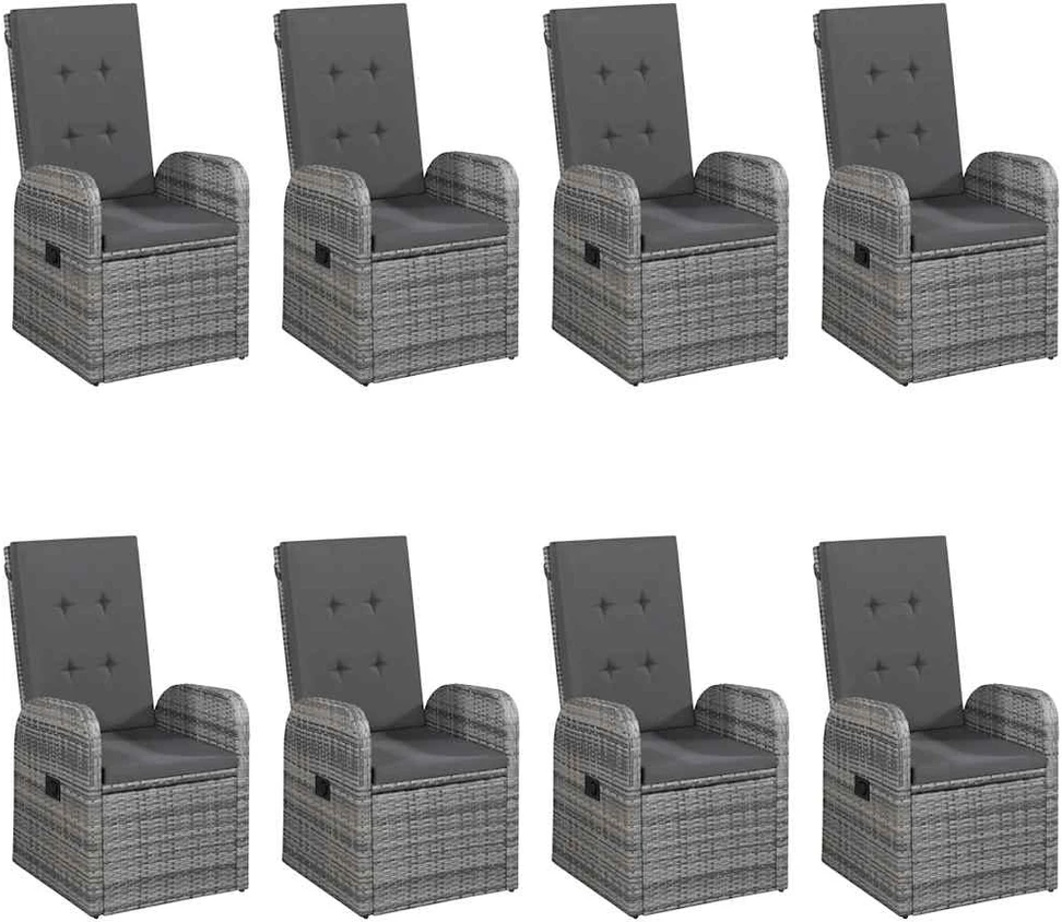 Lauko baldų komplektas Sodo valgomojo komplektas, 9 dalių, pilkas (147877+4x47676)