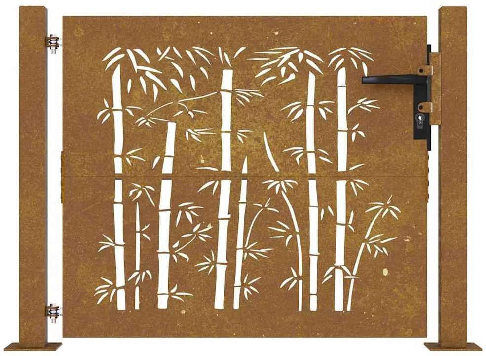Sodo vartai, 105x105cm, corten plienas, bambuko dizaino