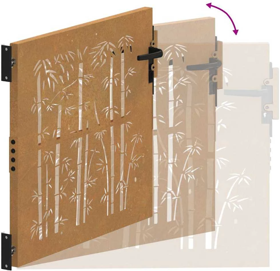 Sodo vartai, 105x105cm, corten plienas, bambuko dizaino