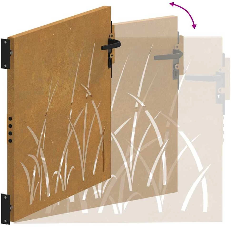 Sodo vartai, 105x105cm, corten plienas, žolės dizaino