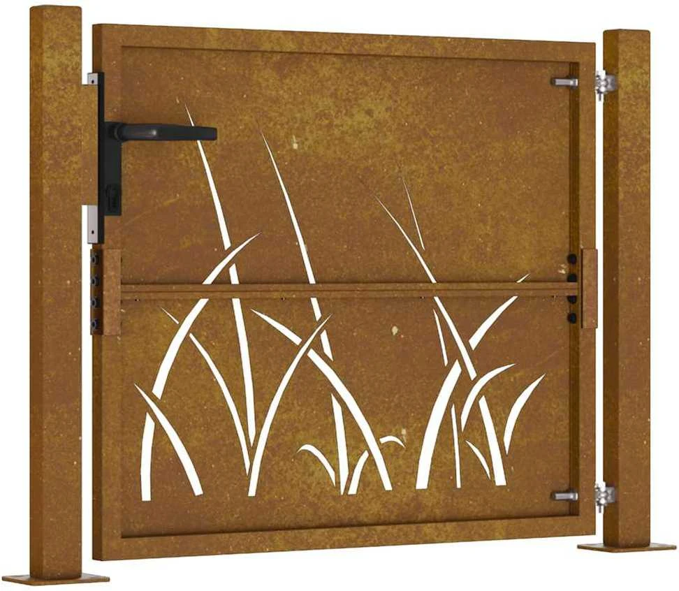 Sodo vartai, 105x105cm, corten plienas, žolės dizaino
