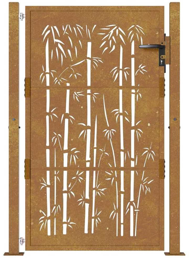 Sodo vartai, 105x130cm, corten plienas, bambuko dizaino