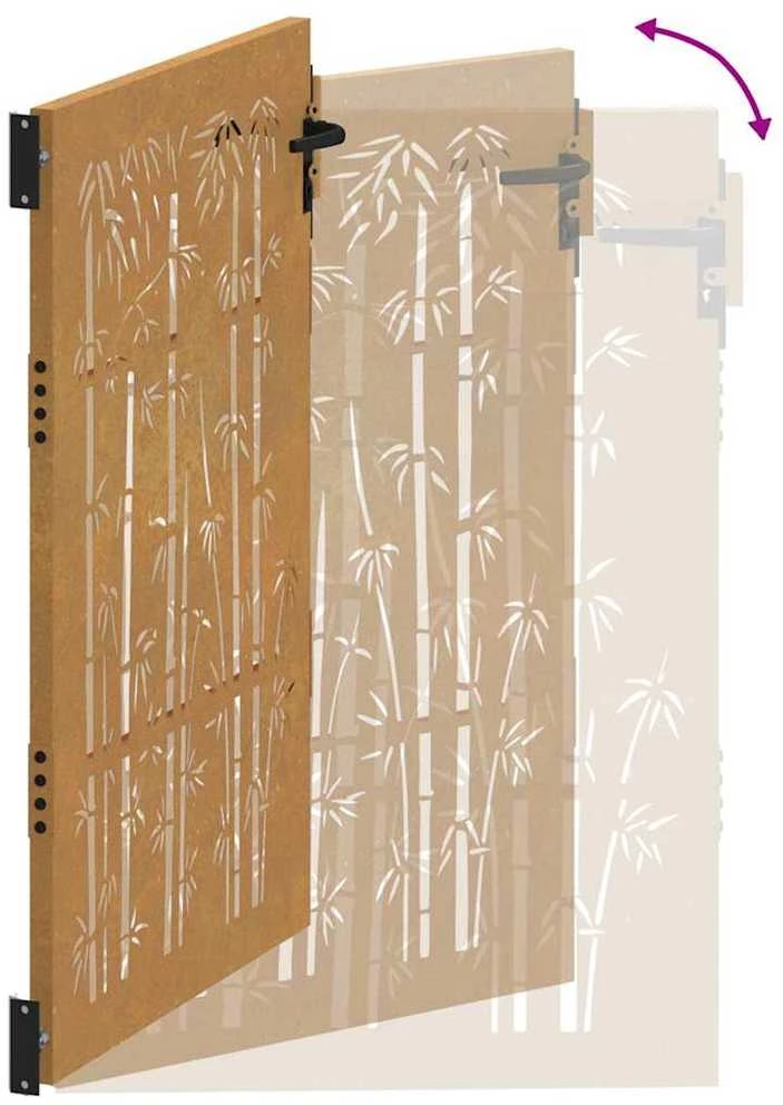 Sodo vartai, 105x130cm, corten plienas, bambuko dizaino
