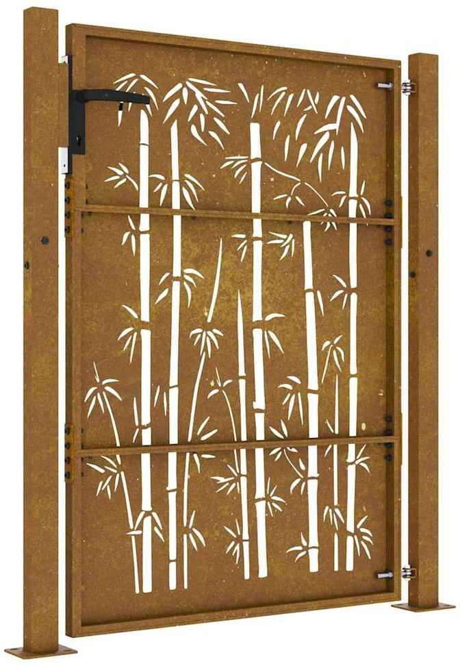 Sodo vartai, 105x130cm, corten plienas, bambuko dizaino