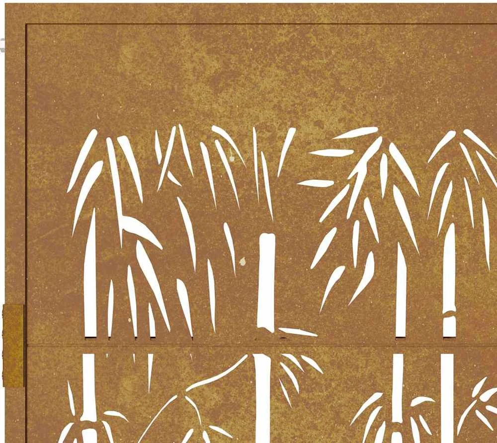 Sodo vartai, 105x130cm, corten plienas, bambuko dizaino