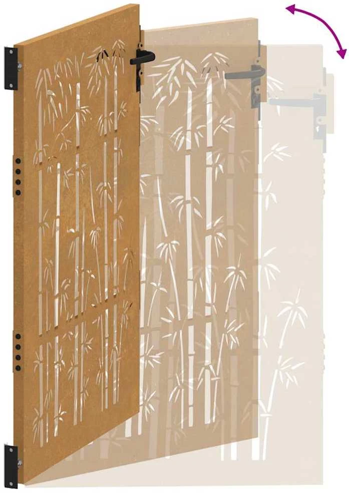 Sodo vartai, 105x155cm, corten plienas, bambuko dizaino