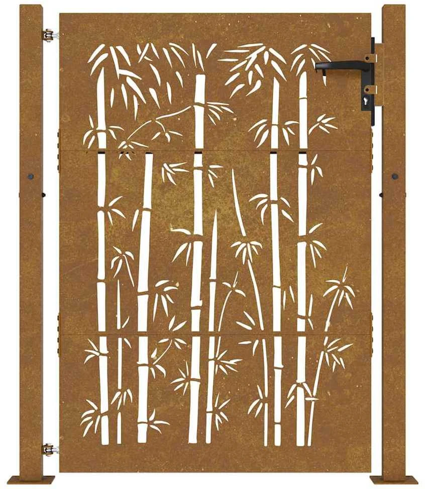 Sodo vartai, 105x155cm, corten plienas, bambuko dizaino