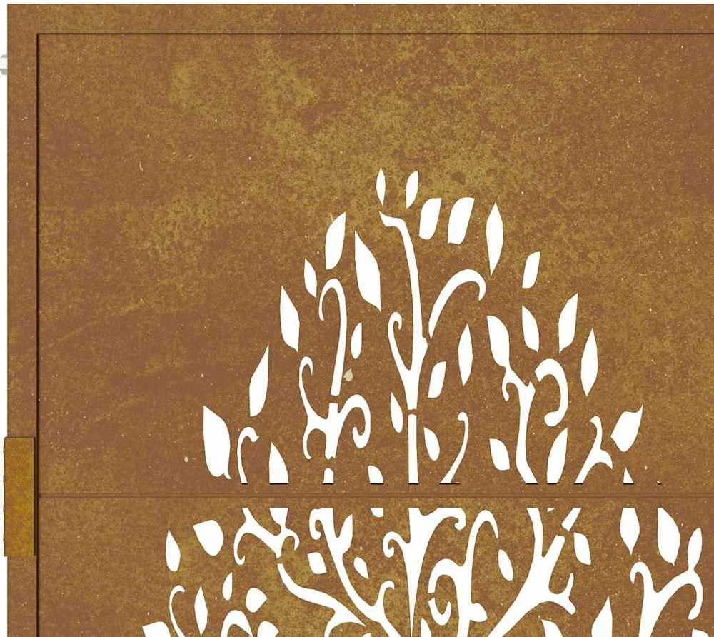 Sodo vartai, 105x155cm, corten plienas, medžio dizaino