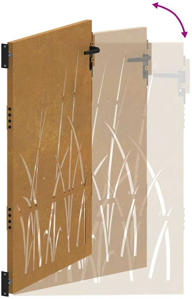 Sodo vartai, 105x155cm, corten plienas, žolės dizaino