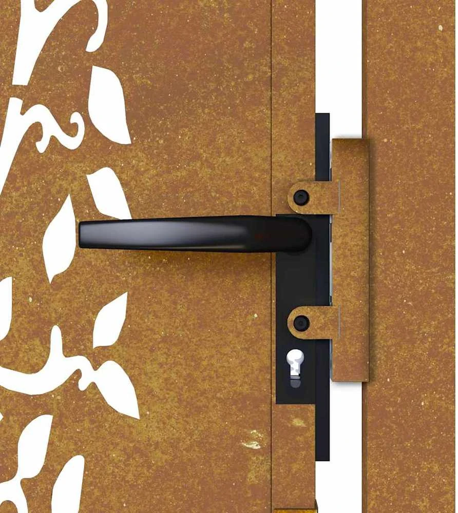 Sodo vartai, 105x180cm, corten plienas, medžio dizaino