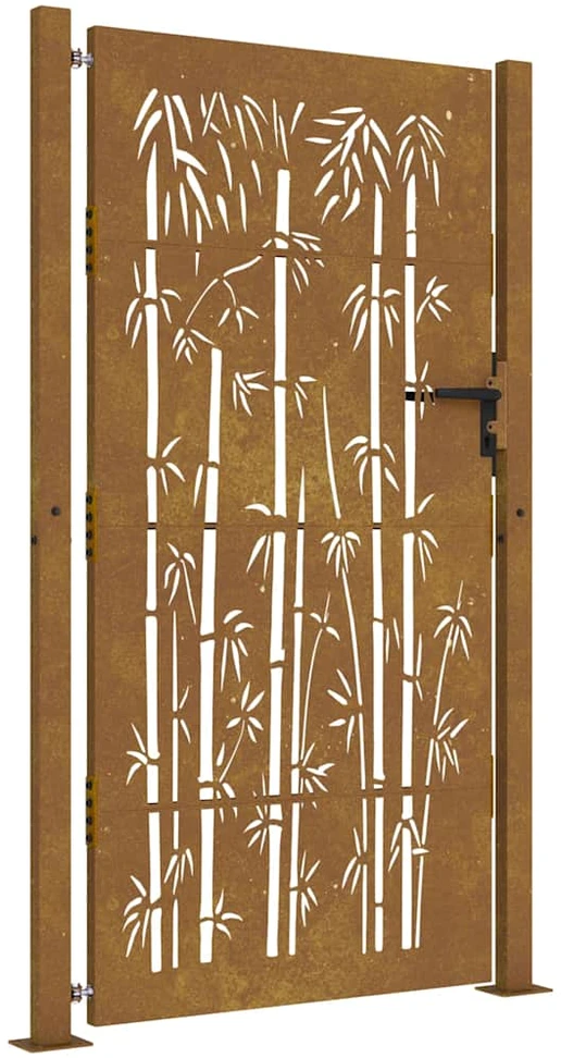 Sodo vartai, 105x205cm, corten plienas, bambuko dizaino