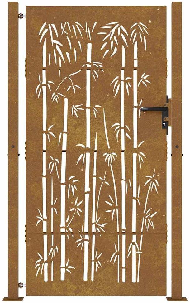 Sodo vartai, 105x205cm, corten plienas, bambuko dizaino