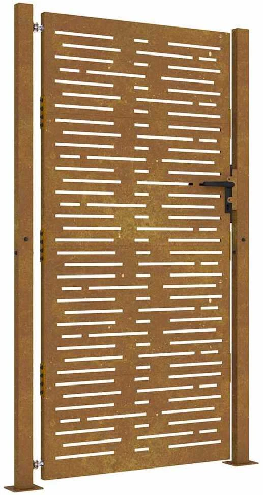 Sodo vartai, 105x205cm, corten plienas, kvadratų dizaino