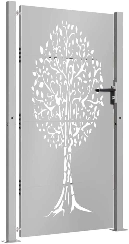 Sodo vartai, 105x205cm, corten plienas, medžio dizaino