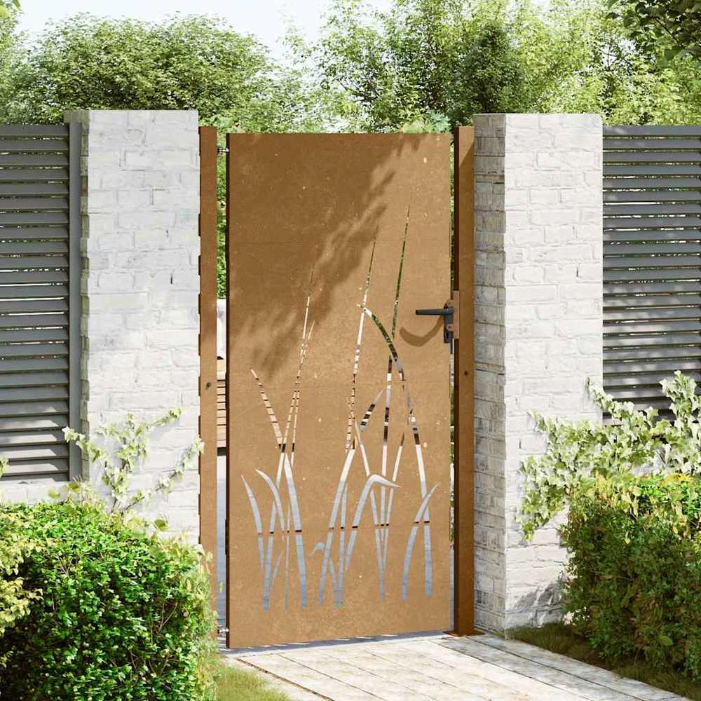 Sodo vartai, 105x205cm, corten plienas, žolės dizaino