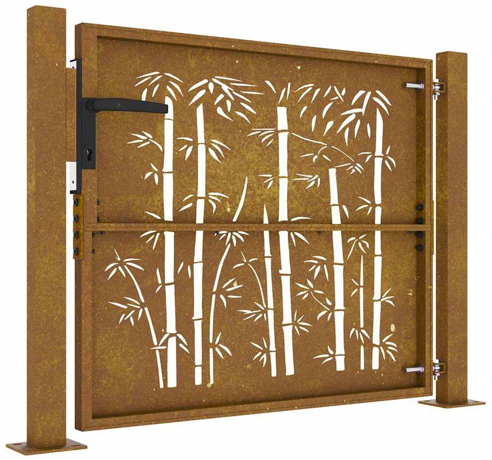 Sodo vartai, 105x180cm, corten plienas, bambuko dizaino