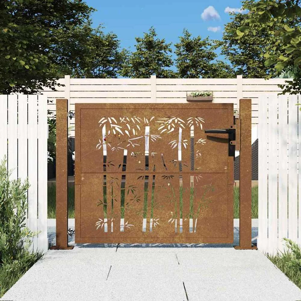 Sodo vartai, 105x80cm, corten plienas, kvadratų dizaino
