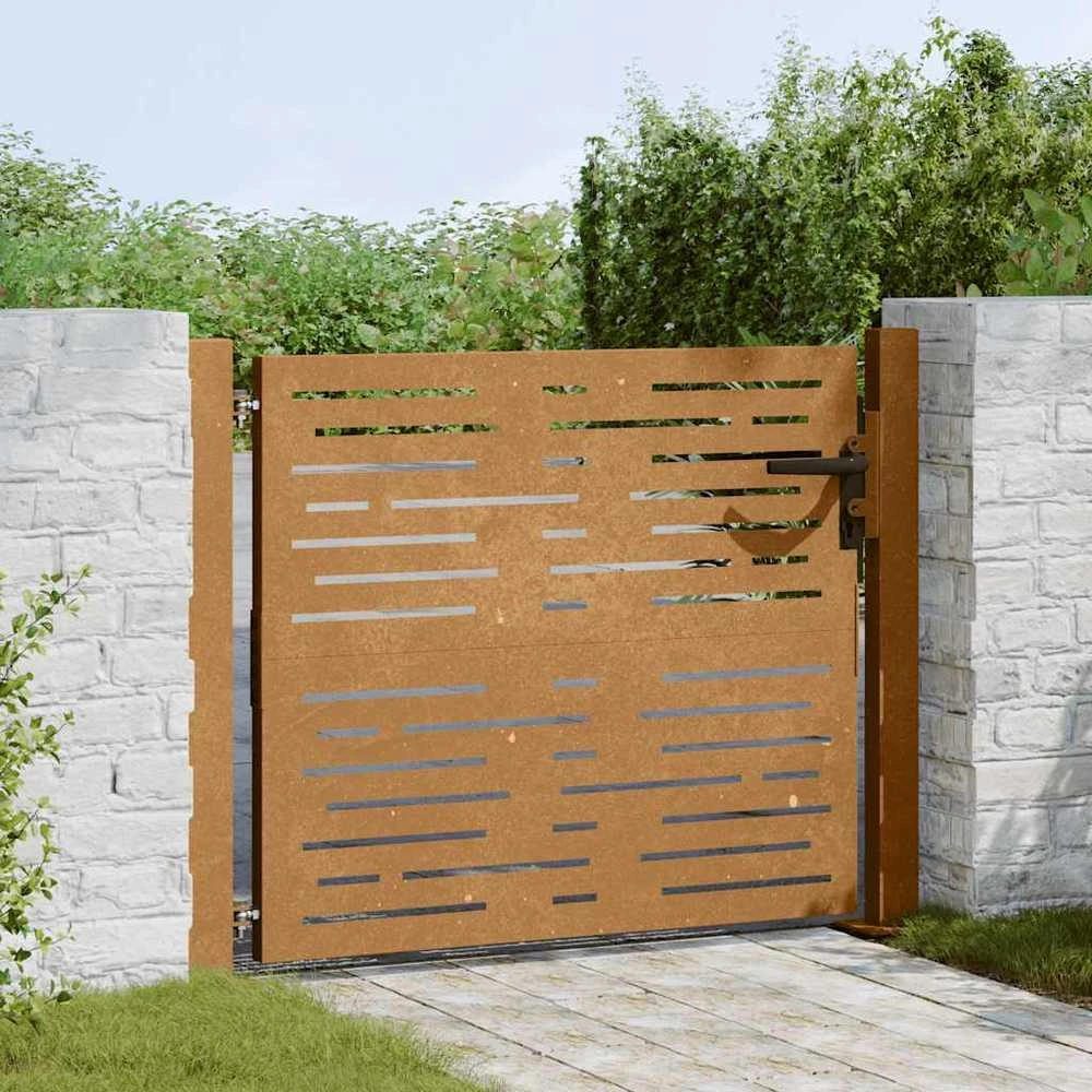 Sodo vartai, 105x80cm, corten plienas, kvadratų dizaino