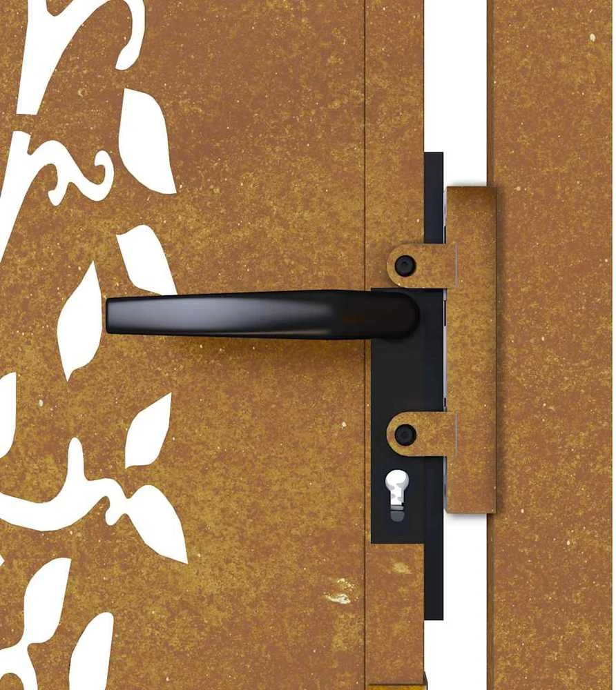 Sodo vartai, 105x80cm, corten plienas, medžio dizaino