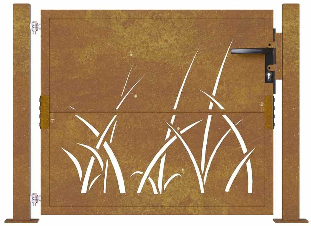 Sodo vartai, 105x80cm, corten plienas, žolės dizaino